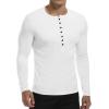 imageYTD Mens Casual Slim Fit Basic Henley Short Sleeve Fashion Summer TShirtLong Sleeve White