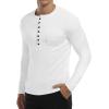 imageYTD Mens Casual Slim Fit Basic Henley Short Sleeve Fashion Summer TShirtLong Sleeve White