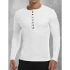 imageYTD Mens Casual Slim Fit Basic Henley Short Sleeve Fashion Summer TShirtLong Sleeve White