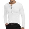 imageYTD Mens Casual Slim Fit Basic Henley Short Sleeve Fashion Summer TShirtLong Sleeve White