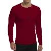 imageYTD Mens Casual Slim Fit Basic Henley Short Sleeve Fashion Summer TShirtLong Sleeve Wine Red