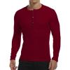 imageYTD Mens Casual Slim Fit Basic Henley Short Sleeve Fashion Summer TShirtLong Sleeve Wine Red