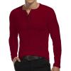 imageYTD Mens Casual Slim Fit Basic Henley Short Sleeve Fashion Summer TShirtLong Sleeve Wine Red