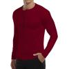 imageYTD Mens Casual Slim Fit Basic Henley Short Sleeve Fashion Summer TShirtLong Sleeve Wine Red