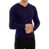 imageYTD Mens Casual Slim Fit VNeck Pullover Long Sleeve Knitted Pullover SweatersNavy