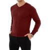 imageYTD Mens Casual Slim Fit VNeck Pullover Long Sleeve Knitted Pullover SweatersWine Red