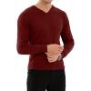 imageYTD Mens Casual Slim Fit VNeck Pullover Long Sleeve Knitted Pullover SweatersWine Red