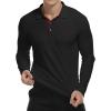 imageYTD Mens Classic Polo Shirt Short Sleeve Shirts Lightweight Slim Fit Casual TopsLong Sleeve Black
