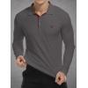imageYTD Mens Classic Polo Shirt Short Sleeve Shirts Lightweight Slim Fit Casual TopsLong Sleeve Dark Gray