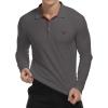 imageYTD Mens Classic Polo Shirt Short Sleeve Shirts Lightweight Slim Fit Casual TopsLong Sleeve Dark Gray
