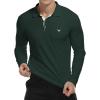imageYTD Mens Classic Polo Shirt Short Sleeve Shirts Lightweight Slim Fit Casual TopsLong Sleeve Dark Green