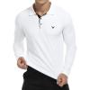 imageYTD Mens Classic Polo Shirt Short Sleeve Shirts Lightweight Slim Fit Casual TopsLong Sleeve White