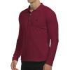imageYTD Mens Classic Polo Shirt Short Sleeve Shirts Lightweight Slim Fit Casual TopsLong Sleeve Wine Red