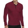imageYTD Mens Classic Polo Shirt Short Sleeve Shirts Lightweight Slim Fit Casual TopsLong Sleeve Wine Red