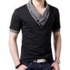 imageYTD Mens Cotton Casual VNeck Button Slim Muscle Tops Tee Short Sleeve TShirts01 Black