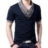 imageYTD Mens Cotton Casual VNeck Button Slim Muscle Tops Tee Short Sleeve TShirts02 Navy