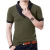 imageYTD Mens Cotton Casual VNeck Button Slim Muscle Tops Tee Short Sleeve TShirts03 Army Green