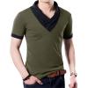 imageYTD Mens Cotton Casual VNeck Button Slim Muscle Tops Tee Short Sleeve TShirts03 Army Green