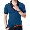 imageYTD Mens Cotton Casual VNeck Button Slim Muscle Tops Tee Short Sleeve TShirts04 Blue
