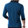 imageYTD Mens Cotton Casual VNeck Button Slim Muscle Tops Tee Short Sleeve TShirtsLong Sleeve Blue
