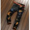imageYTD Mens Distressed Ripped Biker Slim Jeans Stretched Moto Denim PantsA1 Gold
