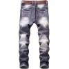 imageYTD Mens Distressed Ripped Biker Slim Jeans Stretched Moto Denim PantsDark Gray