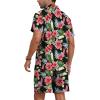 imageYTD Mens Flower Hawaiian 2 Piece Outfit Sets Short Sleeve Beach Casual Button Down Shirt and Shorts SuitsBlack Flower
