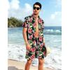 imageYTD Mens Flower Hawaiian 2 Piece Outfit Sets Short Sleeve Beach Casual Button Down Shirt and Shorts SuitsBlack Flower