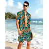 imageYTD Mens Flower Hawaiian 2 Piece Outfit Sets Short Sleeve Beach Casual Button Down Shirt and Shorts SuitsBlack Orange Flower