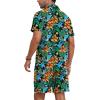 imageYTD Mens Flower Hawaiian 2 Piece Outfit Sets Short Sleeve Beach Casual Button Down Shirt and Shorts SuitsBlack Orange Flower