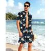 imageYTD Mens Flower Hawaiian 2 Piece Outfit Sets Short Sleeve Beach Casual Button Down Shirt and Shorts SuitsBlack White Flower