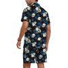 imageYTD Mens Flower Hawaiian 2 Piece Outfit Sets Short Sleeve Beach Casual Button Down Shirt and Shorts SuitsBlack White Flower