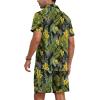 imageYTD Mens Flower Hawaiian 2 Piece Outfit Sets Short Sleeve Beach Casual Button Down Shirt and Shorts SuitsBlack Yellow Leaf
