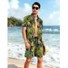 imageYTD Mens Flower Hawaiian 2 Piece Outfit Sets Short Sleeve Beach Casual Button Down Shirt and Shorts SuitsBlack Yellow Leaf