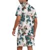 imageYTD Mens Flower Hawaiian 2 Piece Outfit Sets Short Sleeve Beach Casual Button Down Shirt and Shorts SuitsWhite Flower