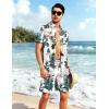 imageYTD Mens Flower Hawaiian 2 Piece Outfit Sets Short Sleeve Beach Casual Button Down Shirt and Shorts SuitsWhite Flower