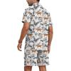 imageYTD Mens Flower Hawaiian 2 Piece Outfit Sets Short Sleeve Beach Casual Button Down Shirt and Shorts SuitsWhite Leopard
