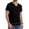 imageYTD Mens Henley Shirts Short Sleeve Casual V Neck Basic Tee Shirts Summer Vintage TShirtsBlack