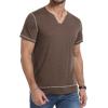 imageYTD Mens Henley Shirts Short Sleeve Casual V Neck Basic Tee Shirts Summer Vintage TShirtsCoffee