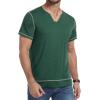 imageYTD Mens Henley Shirts Short Sleeve Casual V Neck Basic Tee Shirts Summer Vintage TShirtsGreen