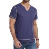 imageYTD Mens Henley Shirts Short Sleeve Casual V Neck Basic Tee Shirts Summer Vintage TShirtsNavy
