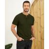 imageYTD Mens Henley TShirts Short Sleeve Knit Sweater Shirt Casual Solid Ribbed Pullover TeeArmy Green