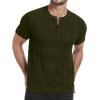imageYTD Mens Henley TShirts Short Sleeve Knit Sweater Shirt Casual Solid Ribbed Pullover TeeArmy Green