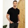 imageYTD Mens Henley TShirts Short Sleeve Knit Sweater Shirt Casual Solid Ribbed Pullover TeeBlack
