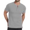 imageYTD Mens Henley TShirts Short Sleeve Knit Sweater Shirt Casual Solid Ribbed Pullover TeeGray