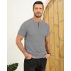 imageYTD Mens Henley TShirts Short Sleeve Knit Sweater Shirt Casual Solid Ribbed Pullover TeeGray