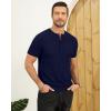 imageYTD Mens Henley TShirts Short Sleeve Knit Sweater Shirt Casual Solid Ribbed Pullover TeeNavy