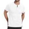 imageYTD Mens Henley TShirts Short Sleeve Knit Sweater Shirt Casual Solid Ribbed Pullover TeeWhite