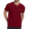 imageYTD Mens Henley TShirts Short Sleeve Knit Sweater Shirt Casual Solid Ribbed Pullover TeeWine Red