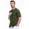imageYTD Mens Knit Casual Button Down Shirts Short Sleeve Textured Summer Beach ShirtsArmy Green